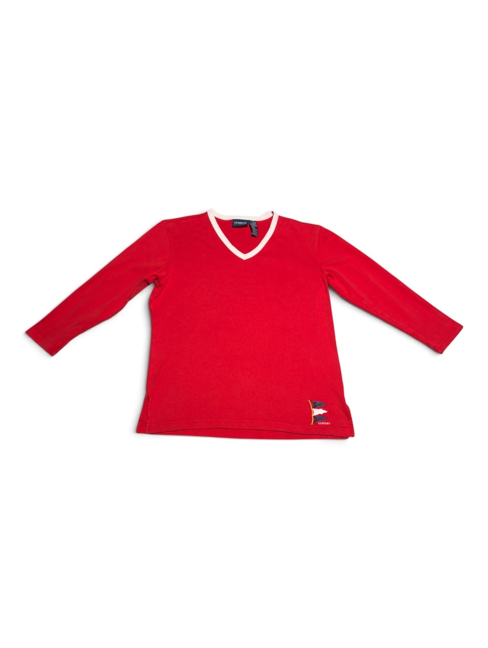Vintage Liz Claiborne LizSport Red Long Sleeve V-Neck Cotton Shirt Medium